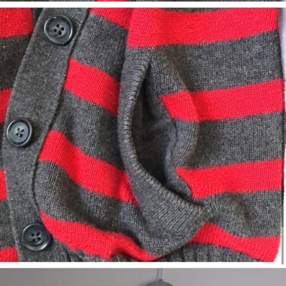 American Eagle V neck Striped cotton wool  Blend Cardigan Sweater - Picture 8 of 8